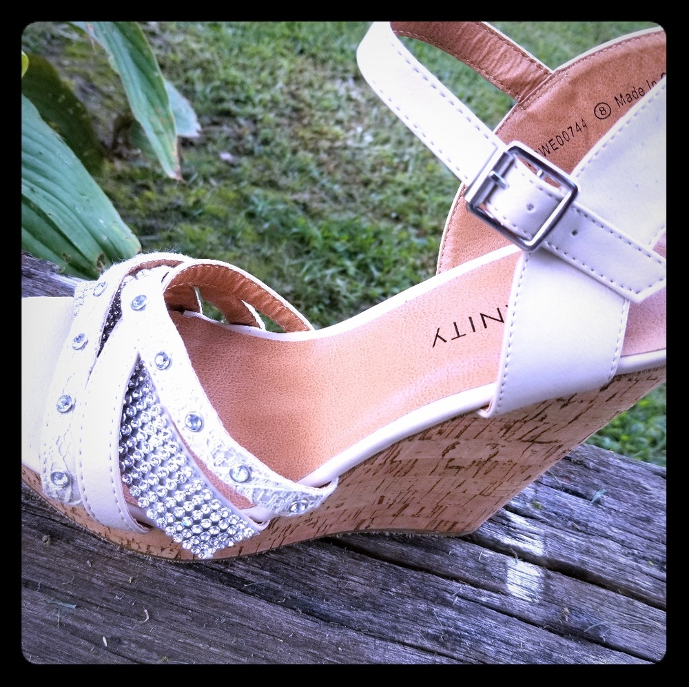 Brand new Vanity embellished wedge heeled shoes